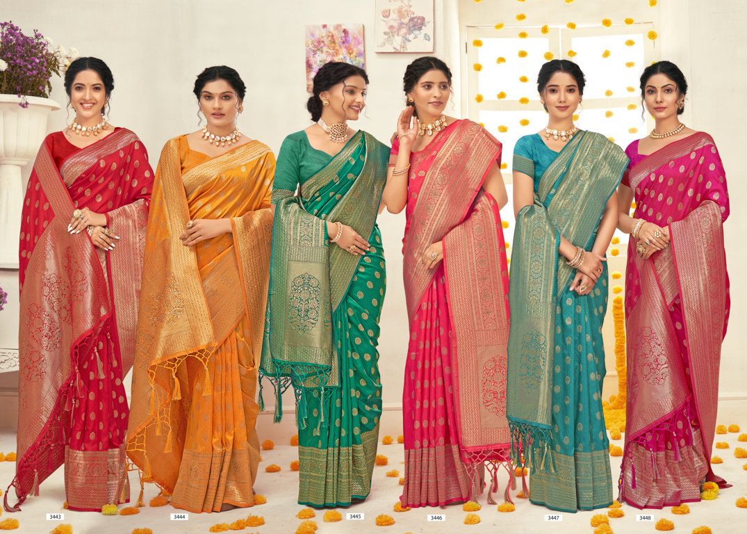 sangam print ratnamoti silk innovative look saree catalog