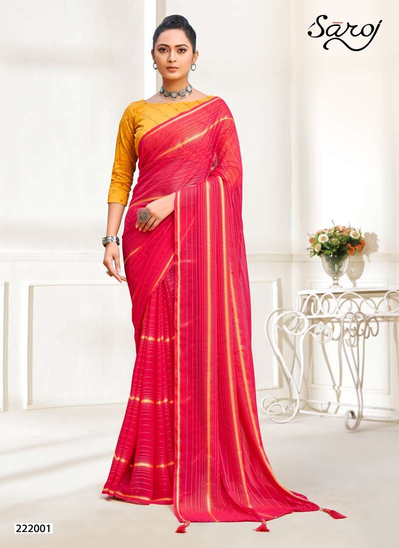 saroj saree mannya fany decent embroidery look saree catalog