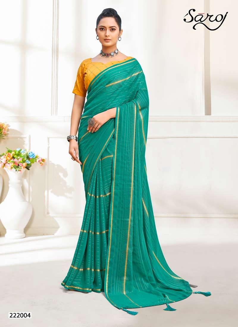 saroj saree mannya fany decent embroidery look saree catalog