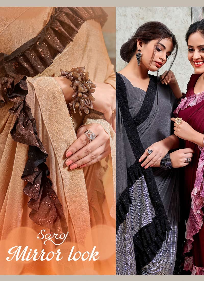 saroj saree mirro look lycra gorgeous look saree catalog