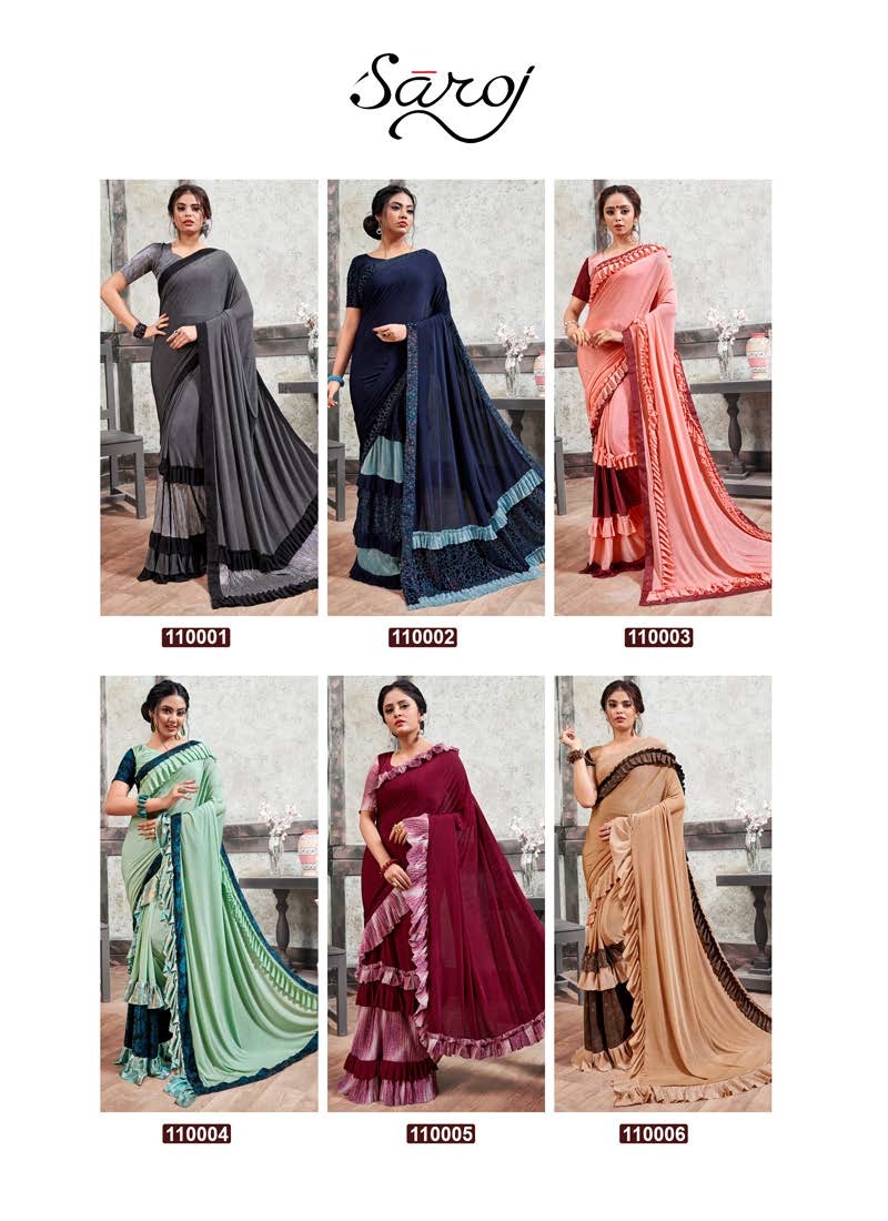 saroj saree mirro look lycra gorgeous look saree catalog