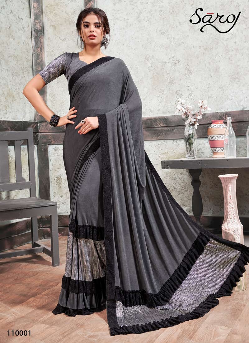 saroj saree mirro look lycra gorgeous look saree catalog