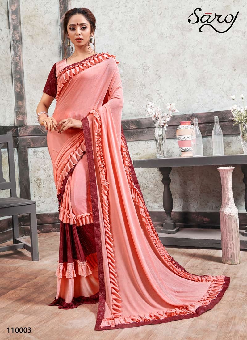 saroj saree mirro look lycra gorgeous look saree catalog