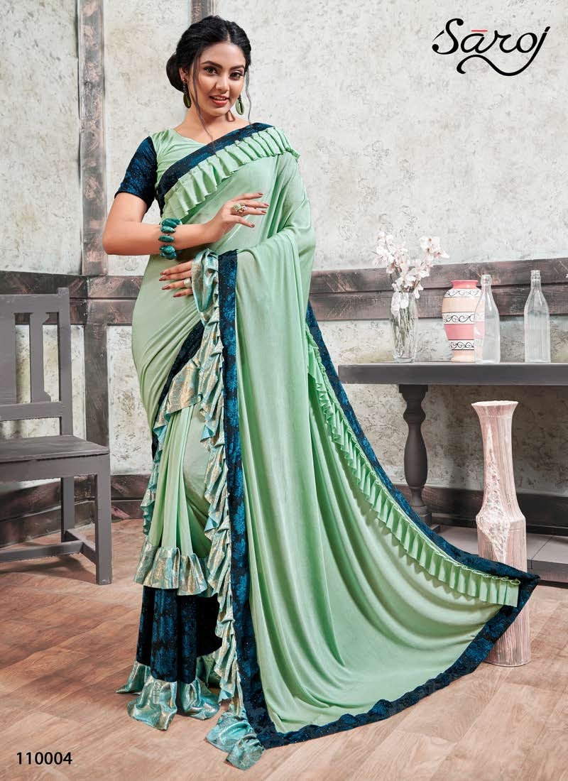 saroj saree mirro look lycra gorgeous look saree catalog