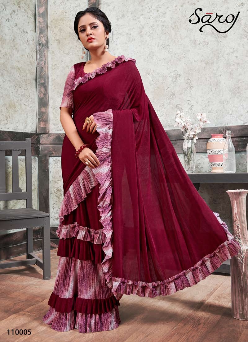 saroj saree mirro look lycra gorgeous look saree catalog