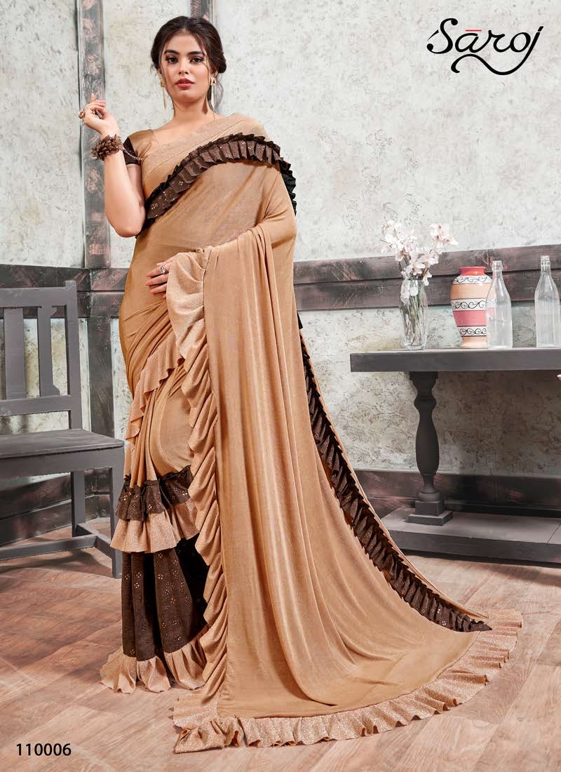 saroj saree mirro look lycra gorgeous look saree catalog