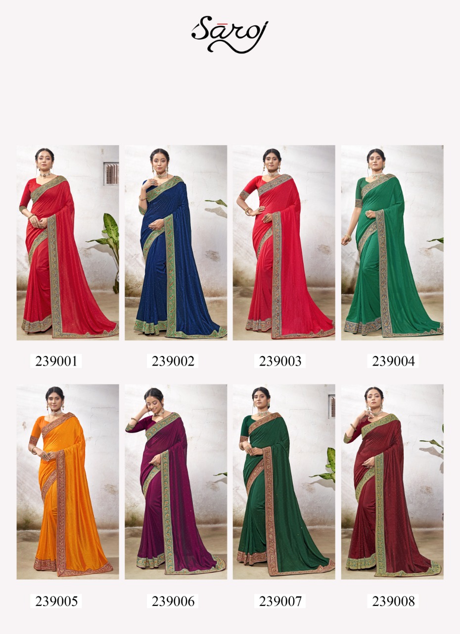 saroj saree sanjh vichitra silk new and modern style saree catalog