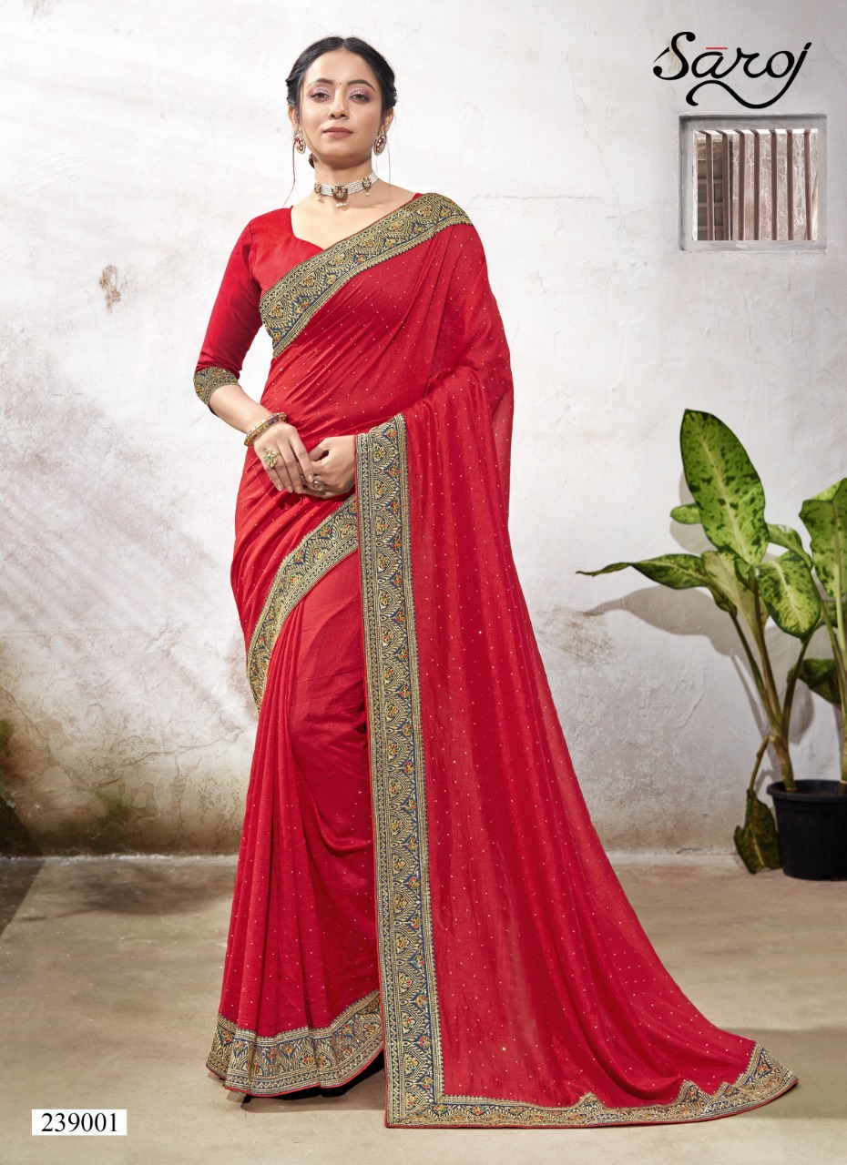 saroj saree sanjh vichitra silk new and modern style saree catalog