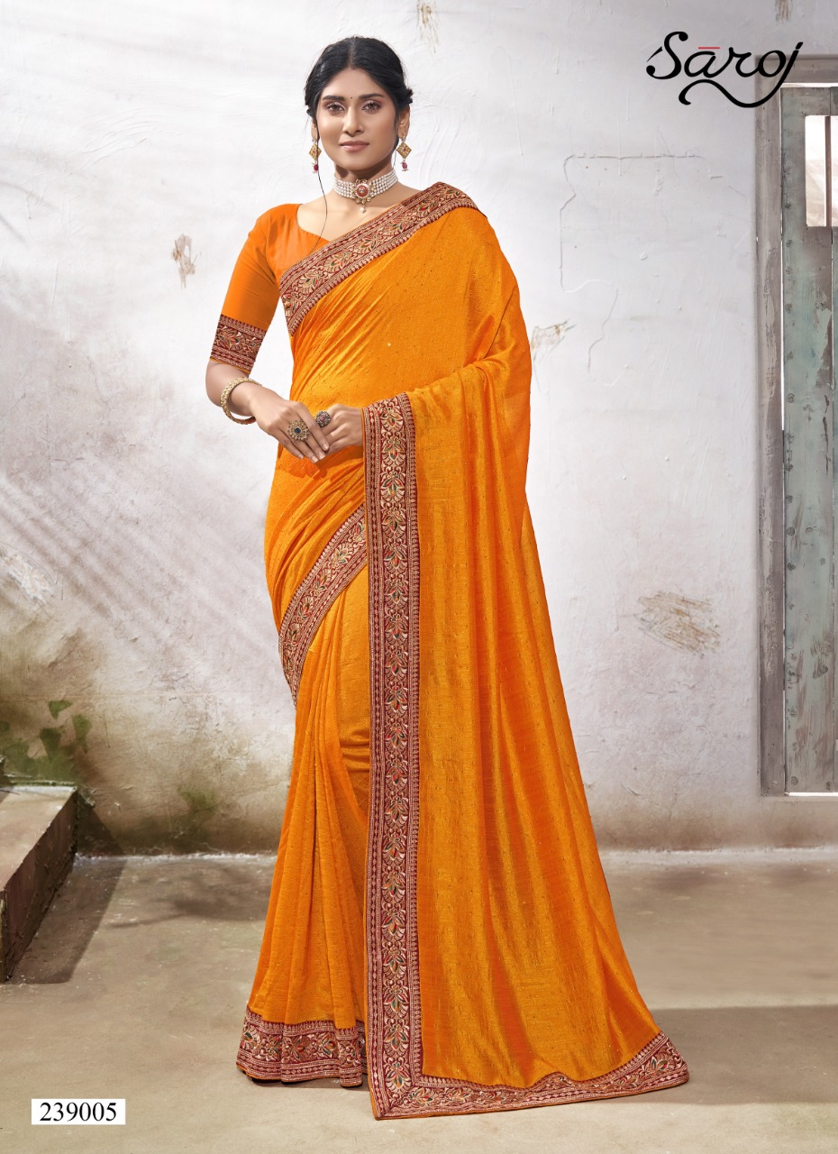 saroj saree sanjh vichitra silk new and modern style saree catalog