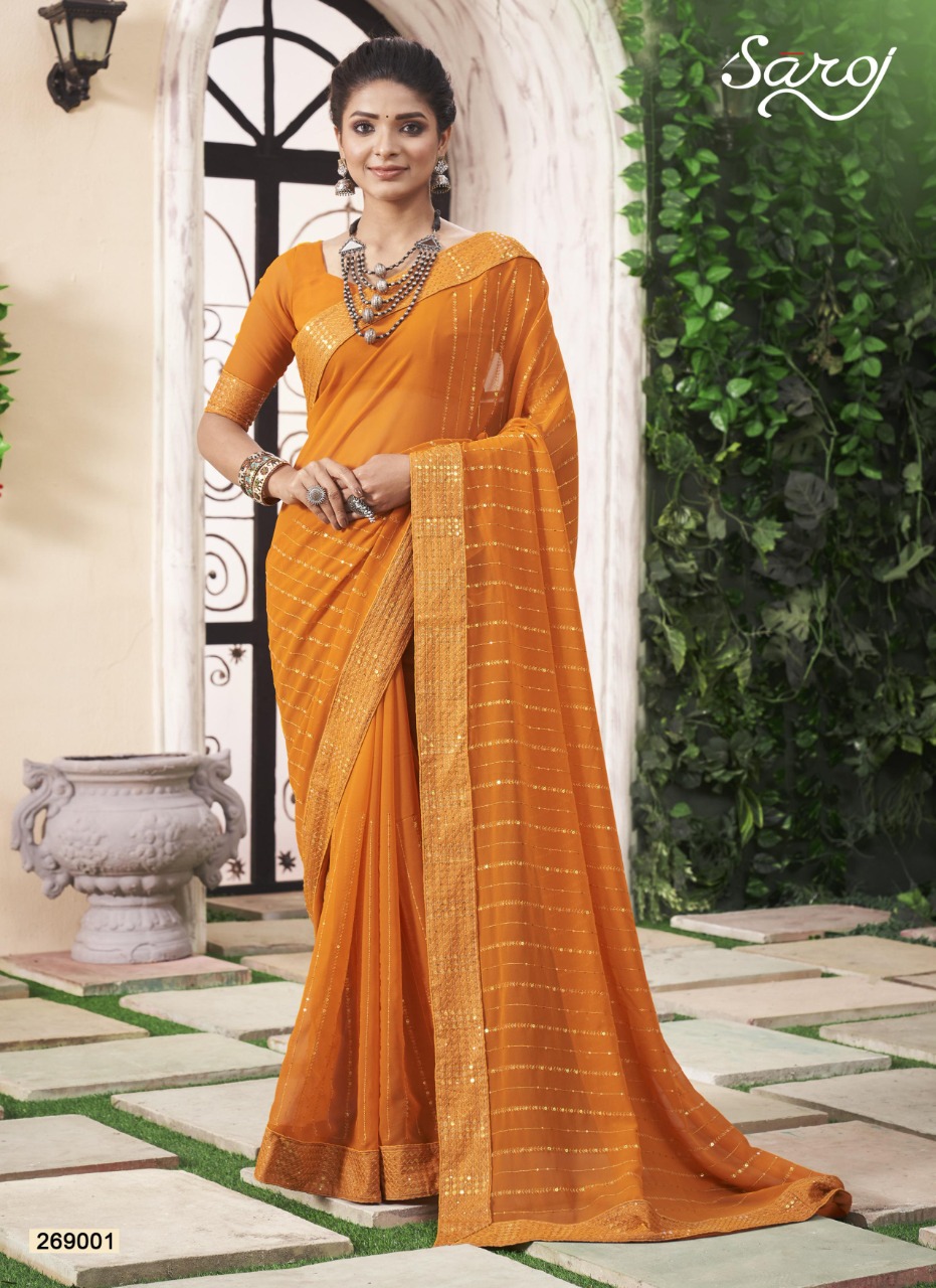 saroj saree Shinning Star georgette exclusive look saree catalog