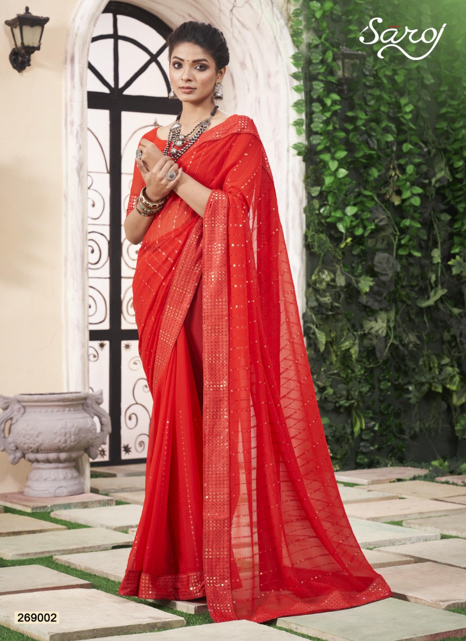 saroj saree Shinning Star georgette exclusive look saree catalog