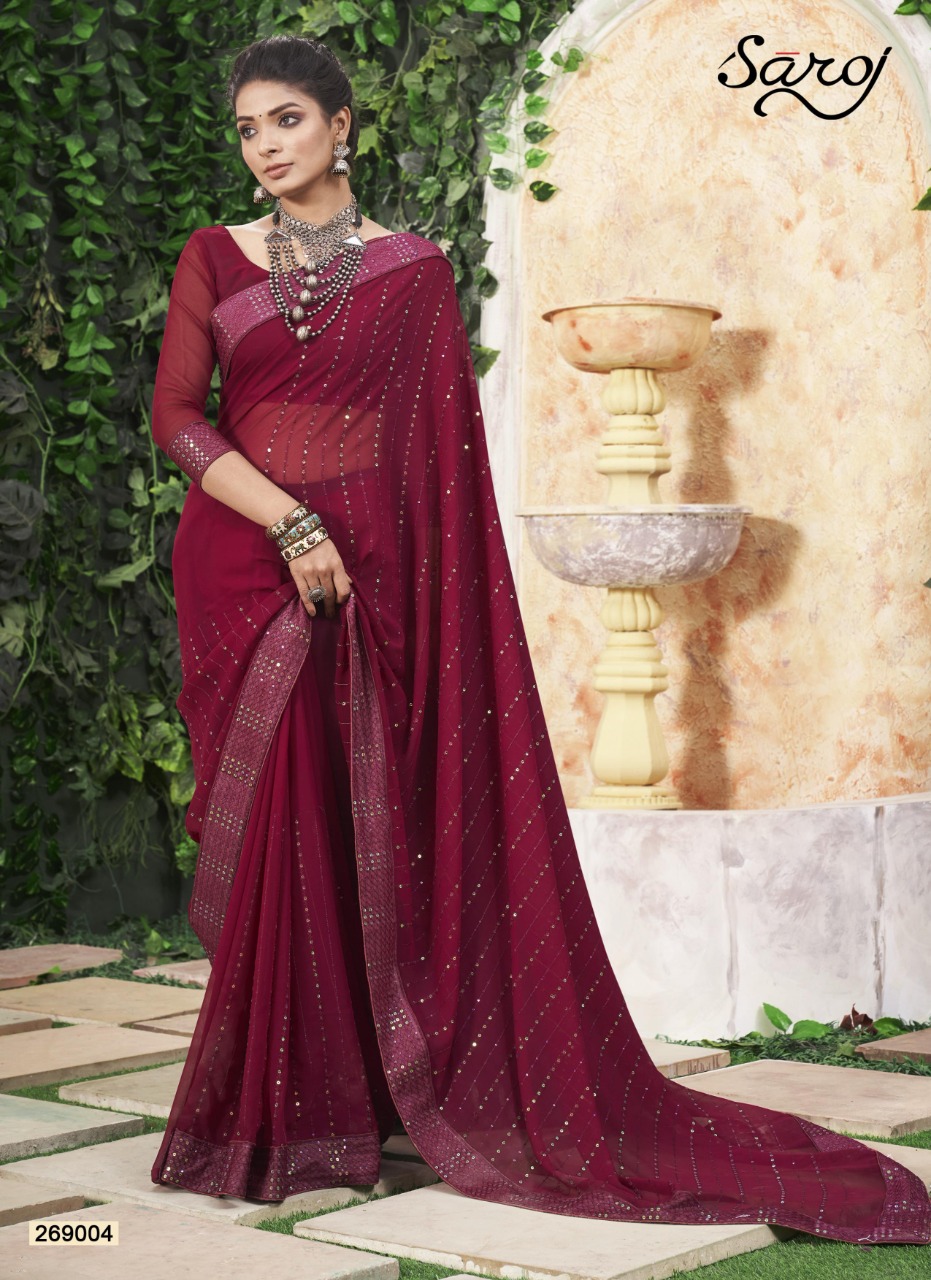 saroj saree Shinning Star georgette exclusive look saree catalog