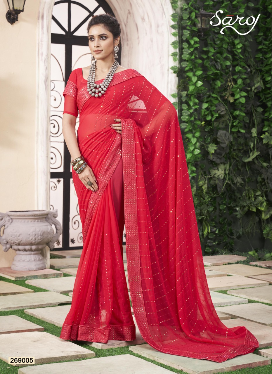 saroj saree Shinning Star georgette exclusive look saree catalog