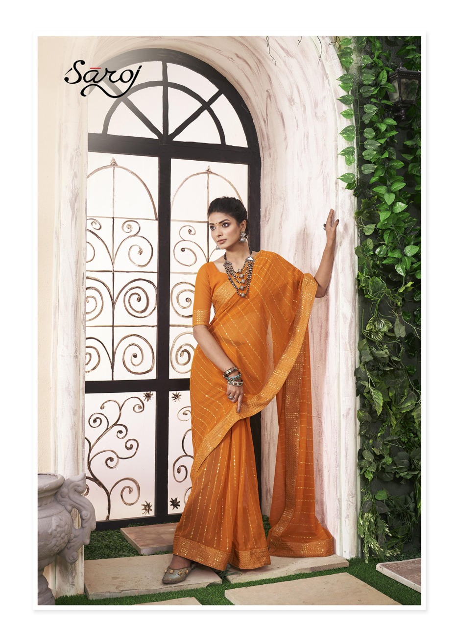 saroj saree Shinning Star georgette exclusive look saree catalog