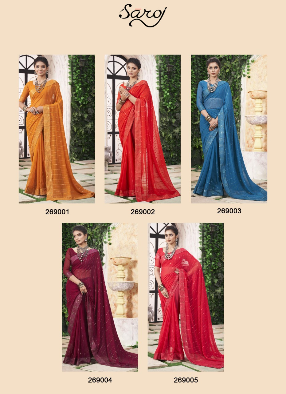 saroj saree Shinning Star georgette exclusive look saree catalog