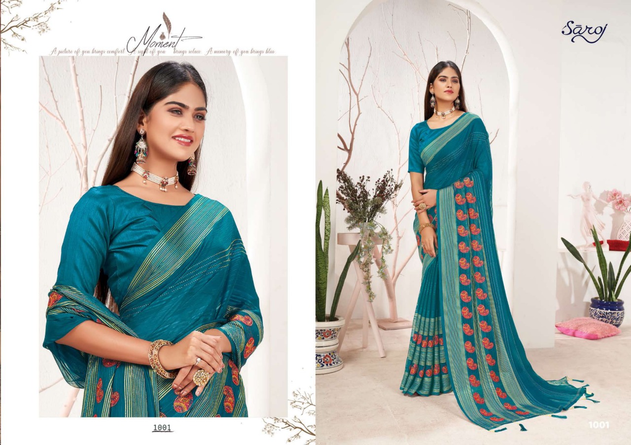 saroj saree shruti chiffon attractive look saree catalog