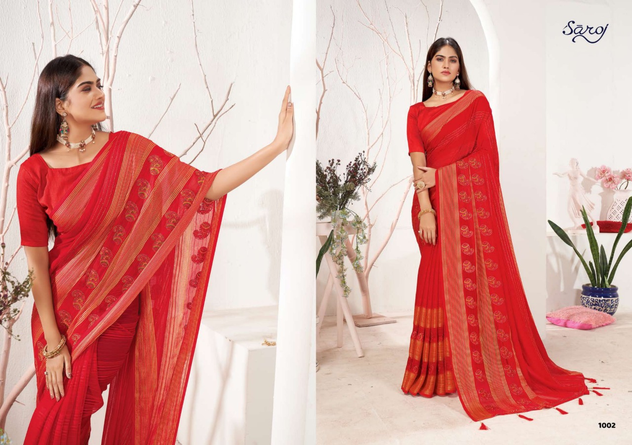 saroj saree shruti chiffon attractive look saree catalog