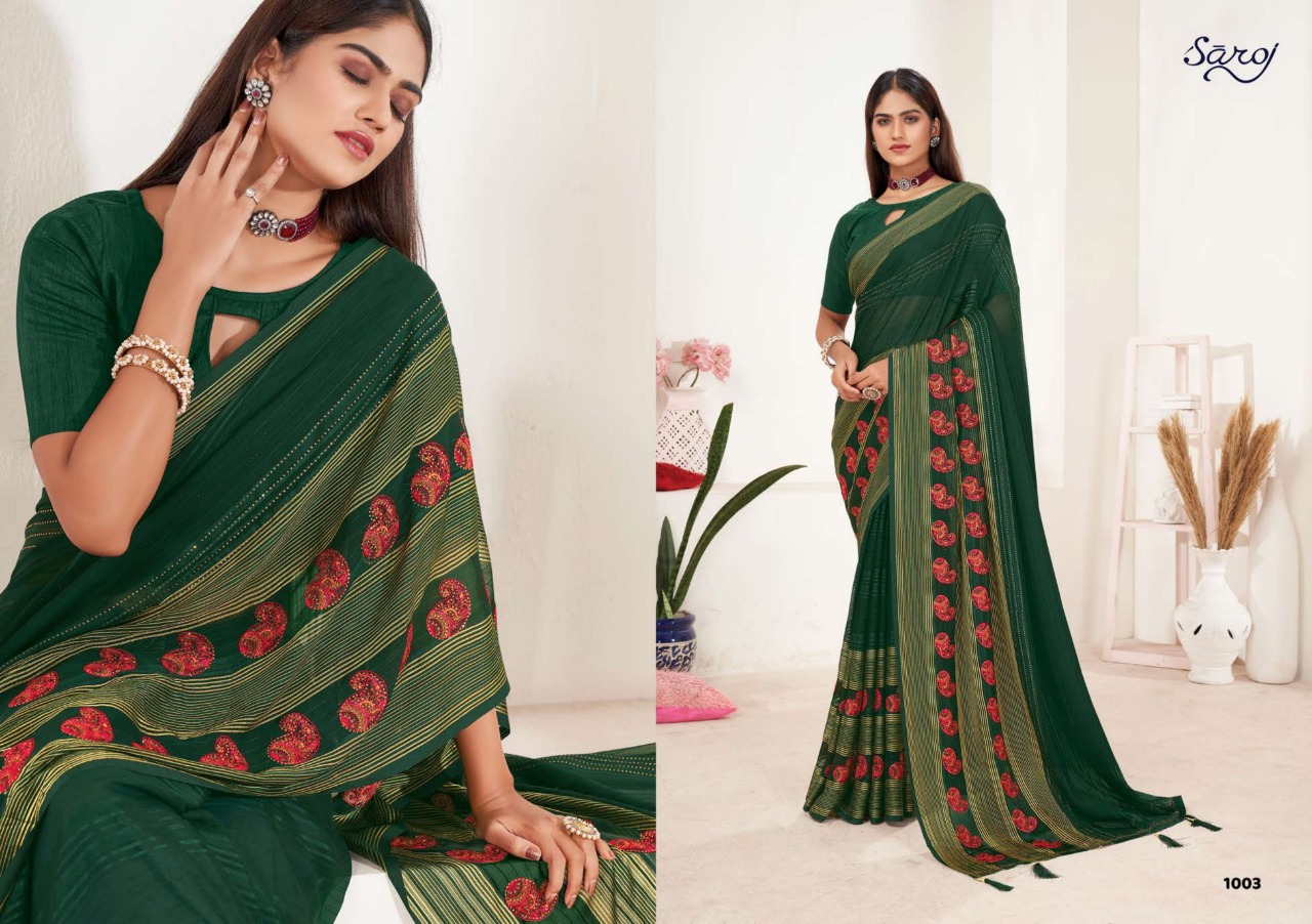 saroj saree shruti chiffon attractive look saree catalog