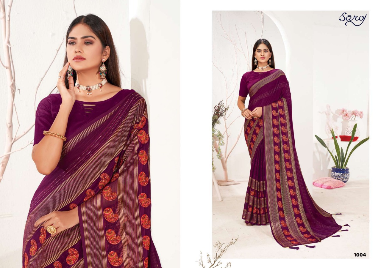 saroj saree shruti chiffon attractive look saree catalog