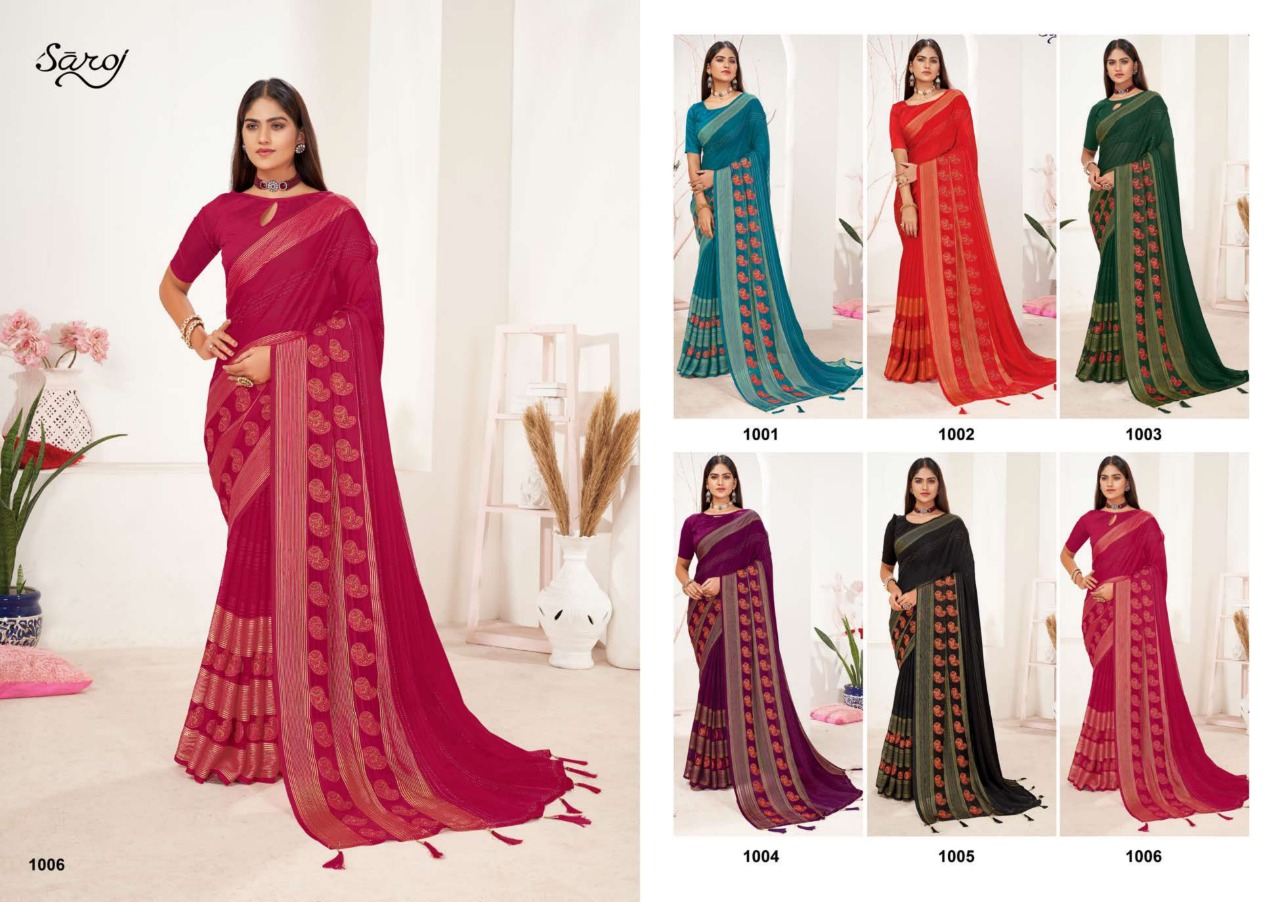 saroj saree shruti chiffon attractive look saree catalog