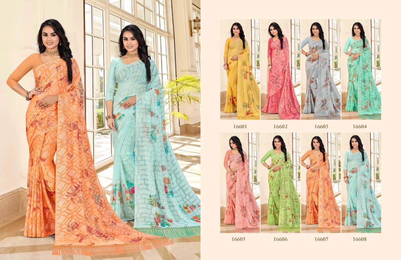 saroj saree suchitra brasso catchy look saree catalog