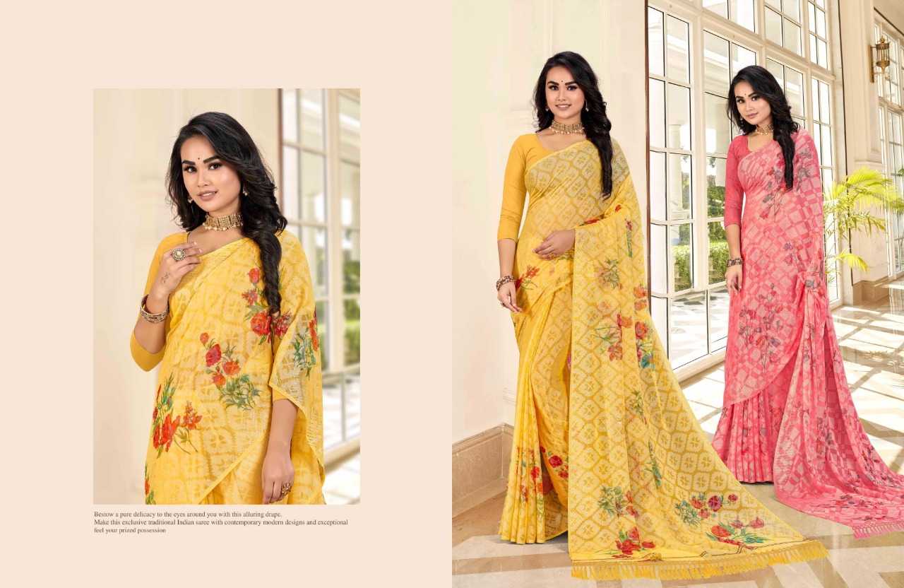 saroj saree suchitra brasso catchy look saree catalog