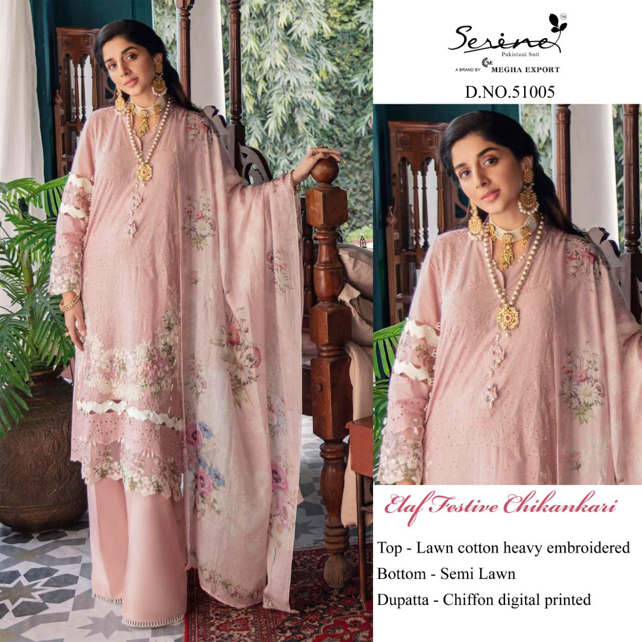 serine Megha Exports elaf festive chickenkari cotton catchy look salwarsuit catalog