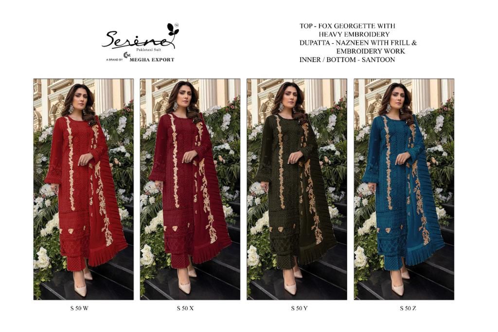 serine Megha Exports S 50 W to Z georgette catchy look salwar suit catalog