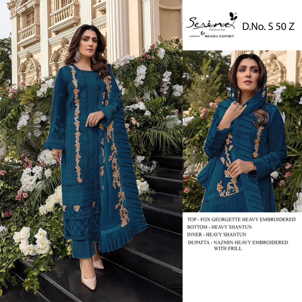 serine Megha Exports S 50 W to Z georgette catchy look salwar suit catalog