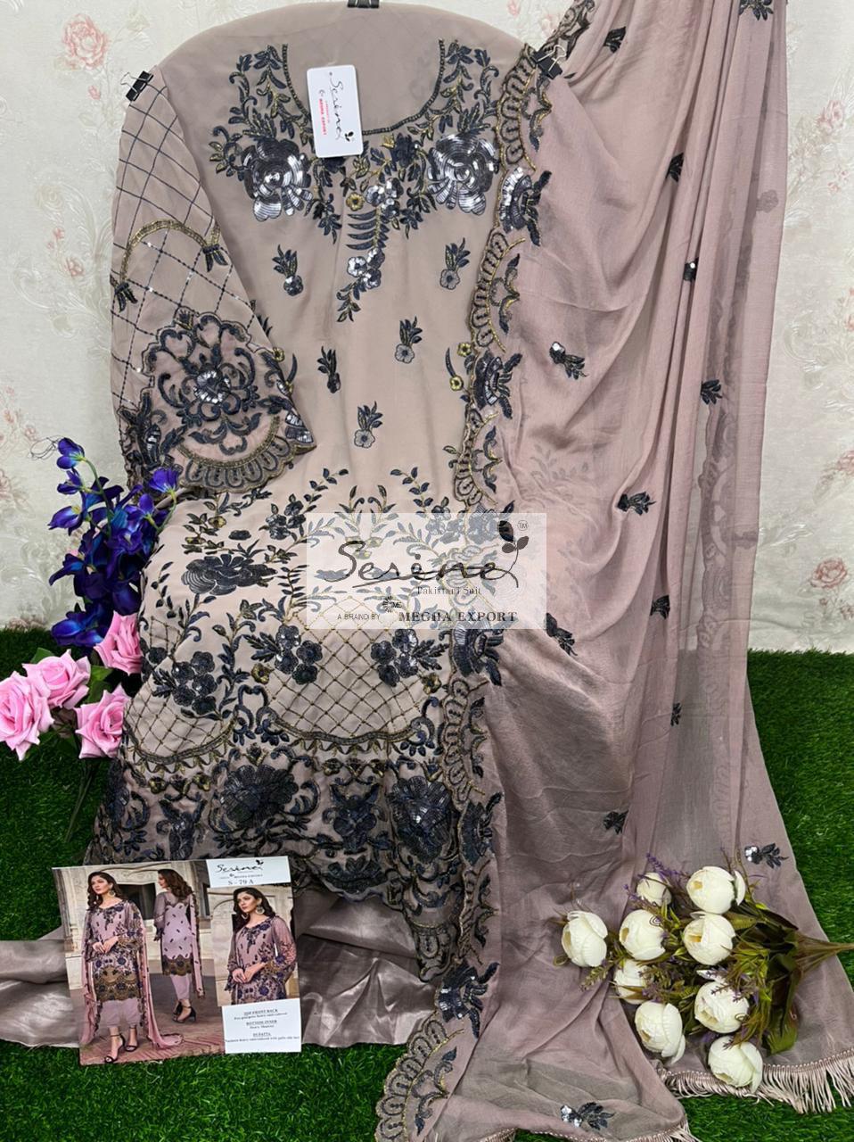 serine Megha Exports serine s 79 georgette regal look salwar suit catalog