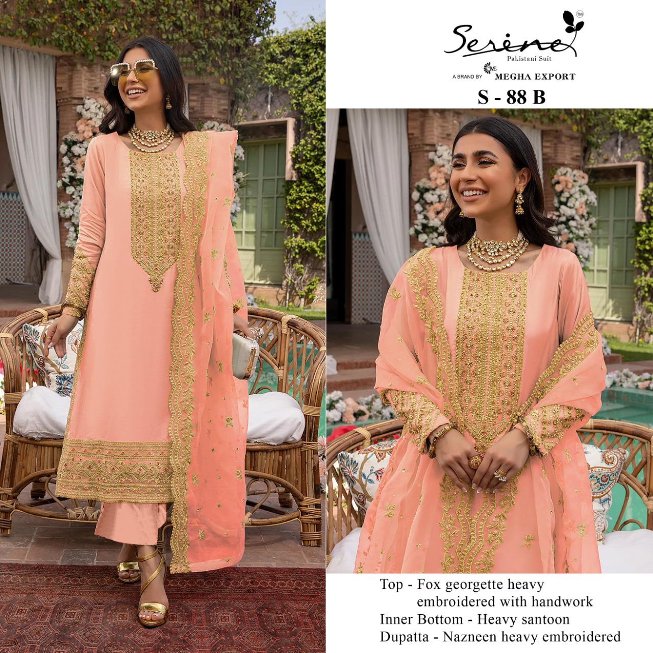 serine Megha Exports serine s 88 georgette decent look salwar suit catalog