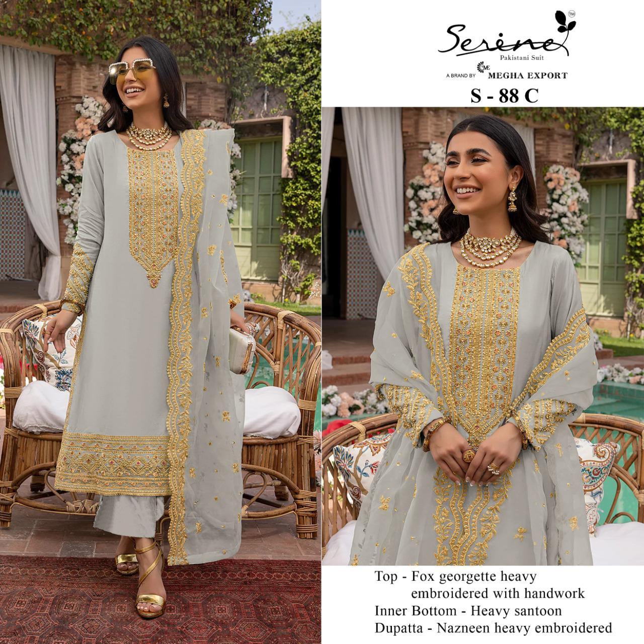 serine Megha Exports serine s 88 georgette decent look salwar suit catalog