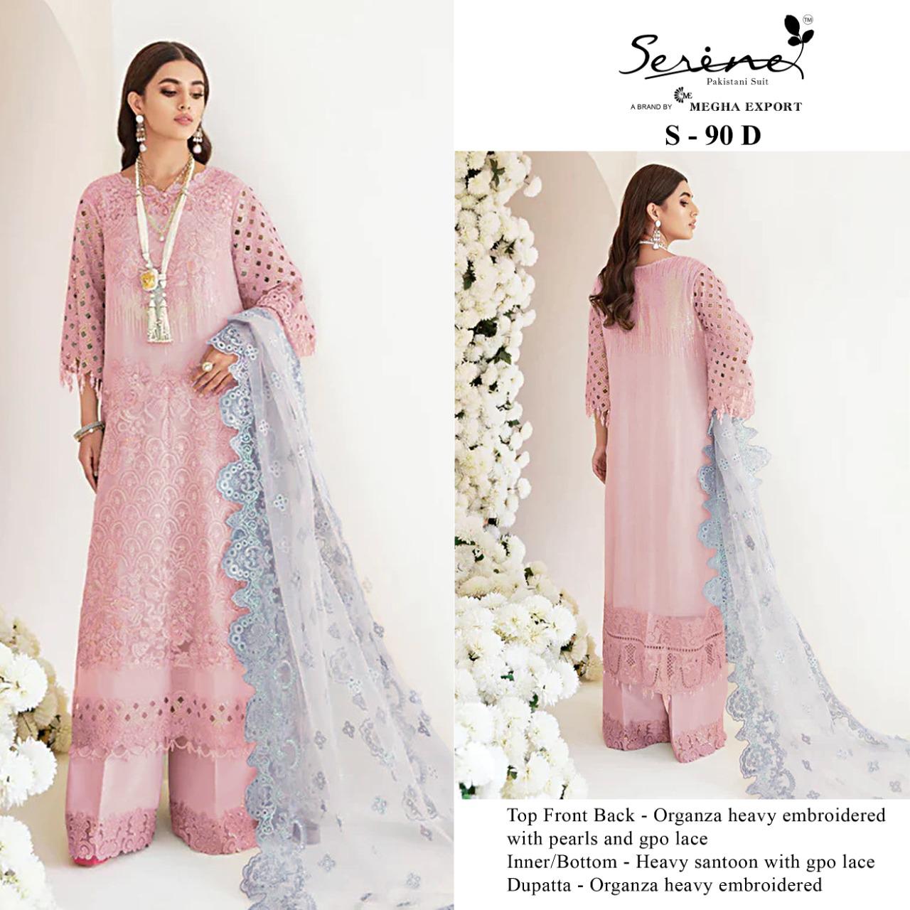 serine Megha Exports serine s 90 organza decent look salwar suit catalog