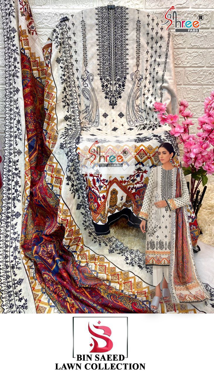 shree fab bin saeed lawn collection pure lawn inovative look salwar suit catalog