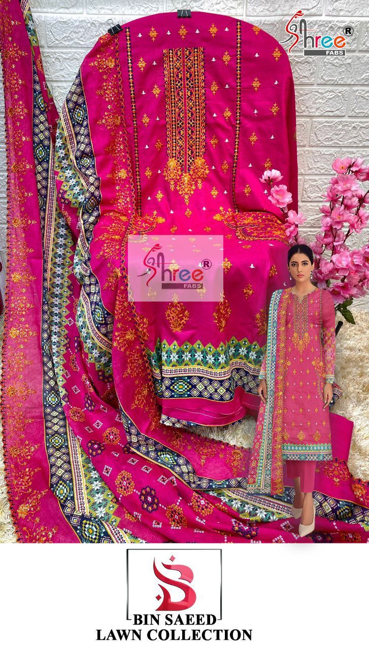 shree fab bin saeed lawn collection pure lawn inovative look salwar suit catalog