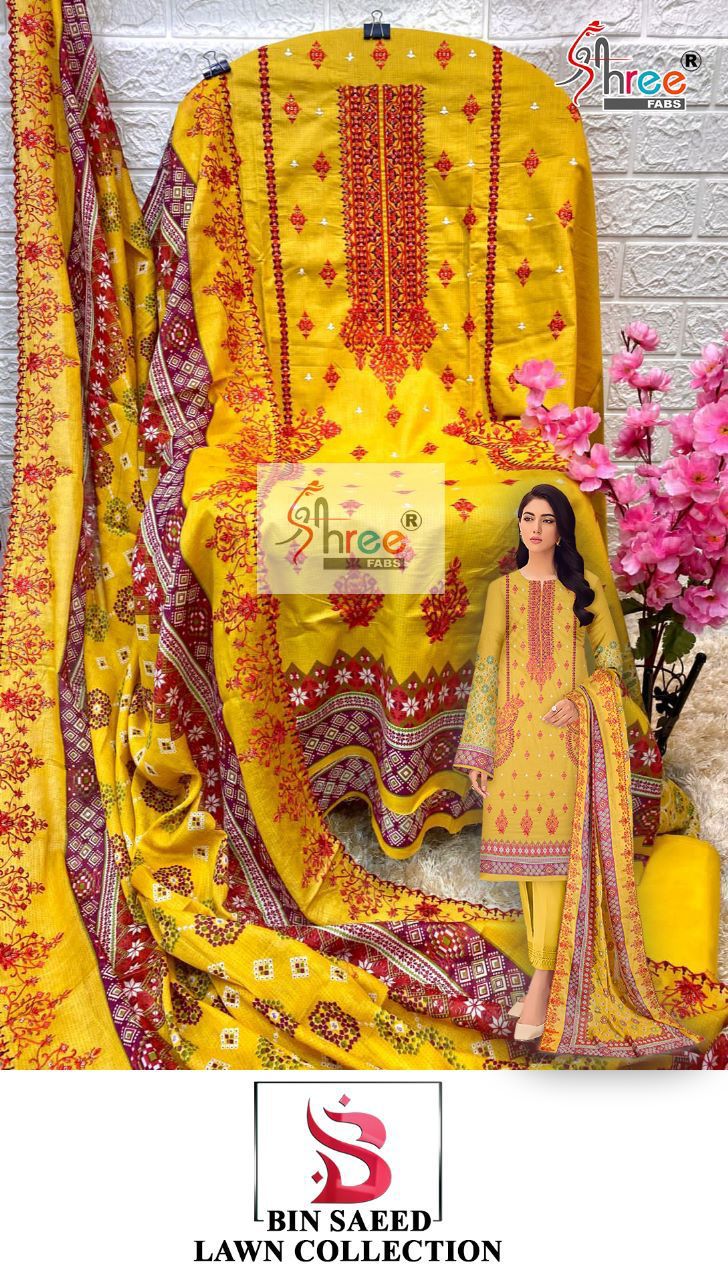 shree fab bin saeed lawn collection pure lawn inovative look salwar suit catalog