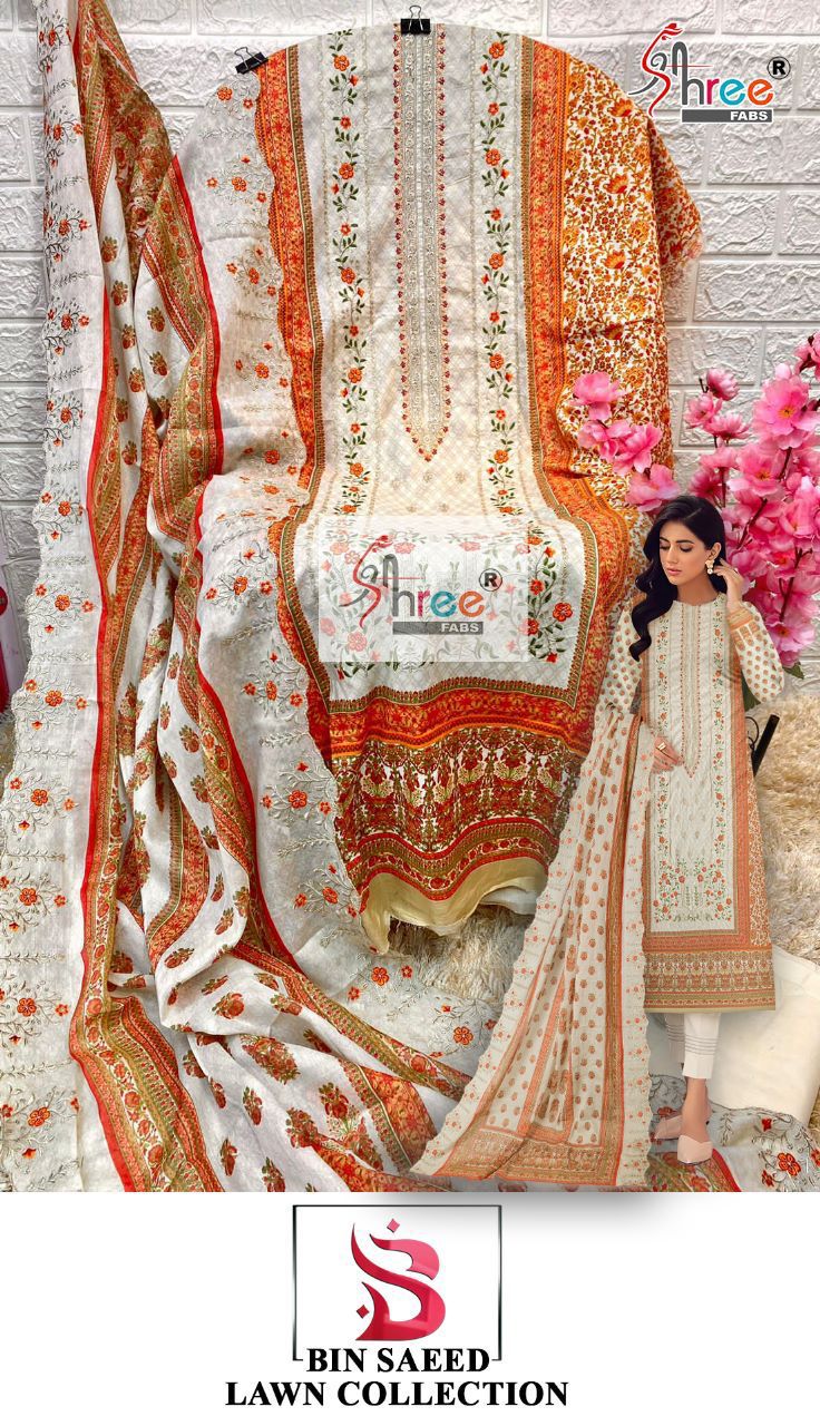 shree fab bin saeed lawn collection pure lawn inovative look salwar suit catalog