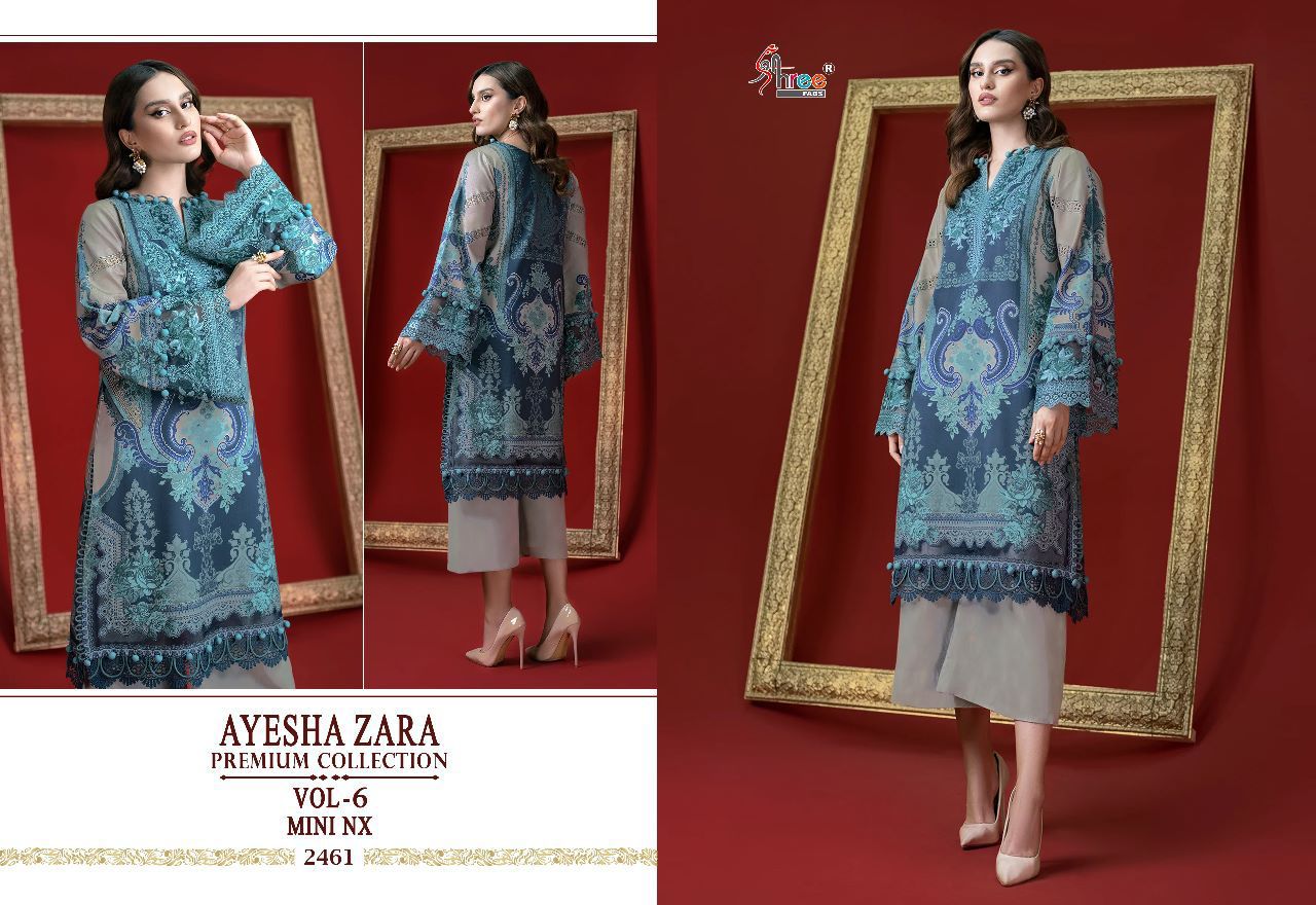 shree fabs ayesha zara premium collection vol 6 mini nx  authentic cotton fabric salwar suit with siffon dupatta catalog