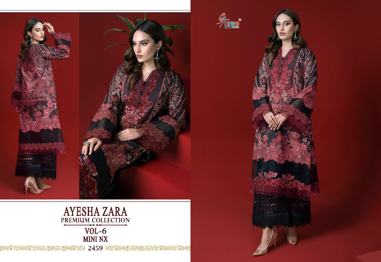 shree fabs ayesha zara premium collection vol 6 mini nx  authentic cotton fabric salwar suit with siffon dupatta catalog