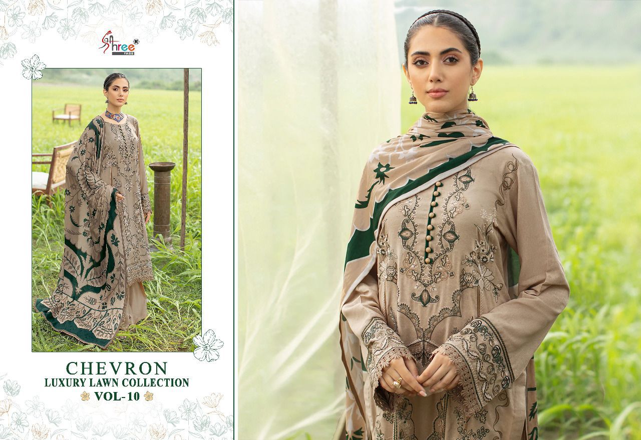 shree fabs chevron luxury lawn collection vol 10 cotton elegant print salwar suit with cotton dupatta catalog