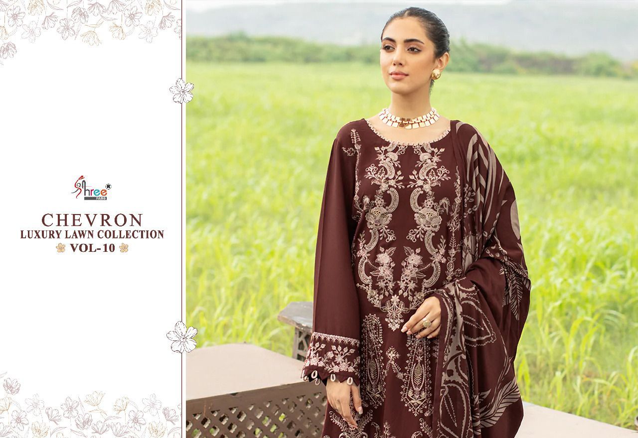 shree fabs chevron luxury lawn collection vol 10 cotton elegant print salwar suit with cotton dupatta catalog