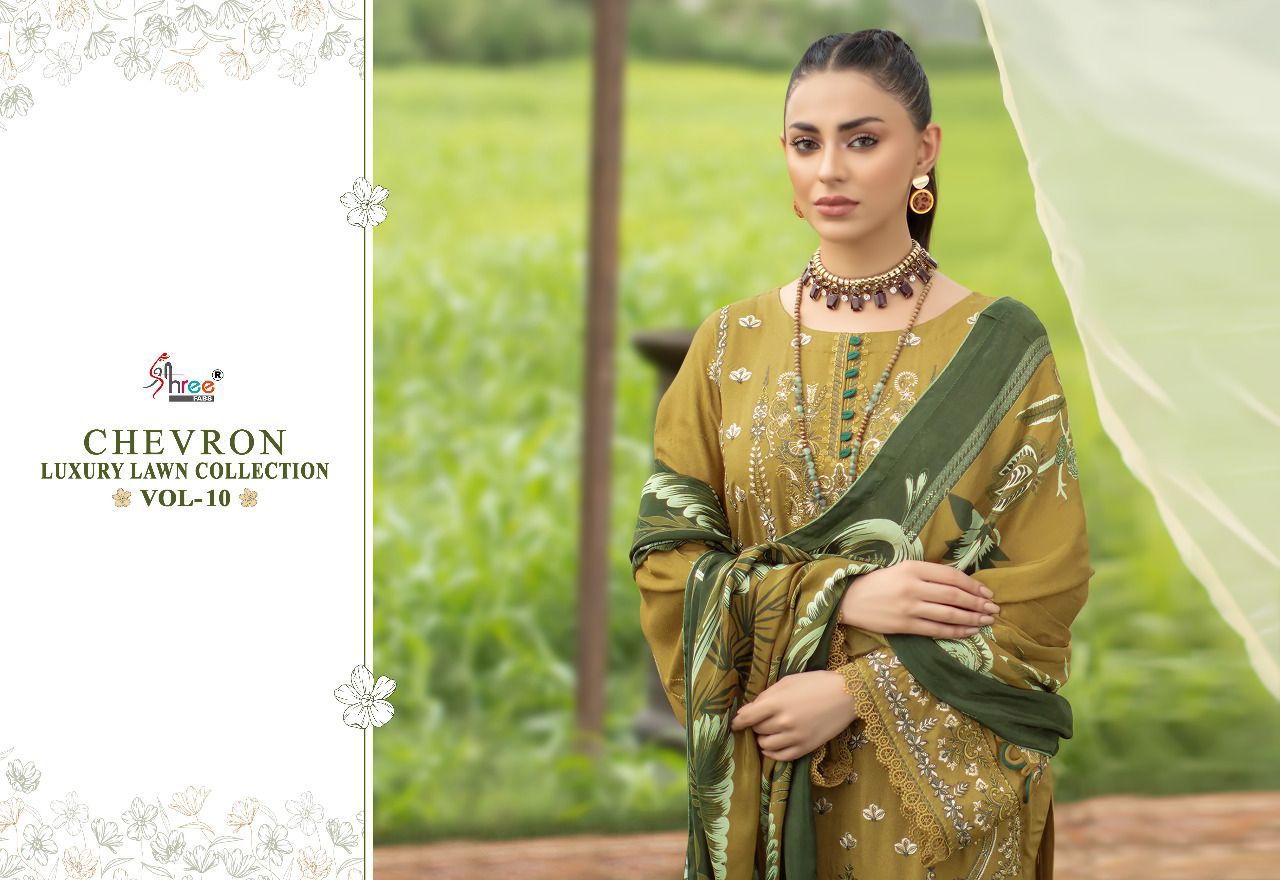 shree fabs chevron luxury lawn collection vol 10 cotton elegant print salwar suit with cotton dupatta catalog