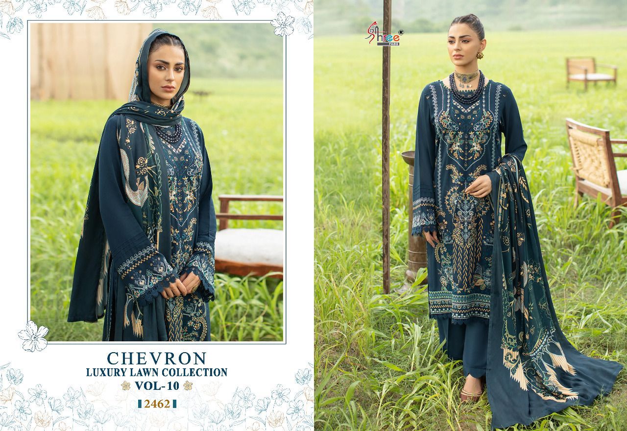 shree fabs chevron luxury lawn collection vol 10 cotton elegant print salwar suit with cotton dupatta catalog