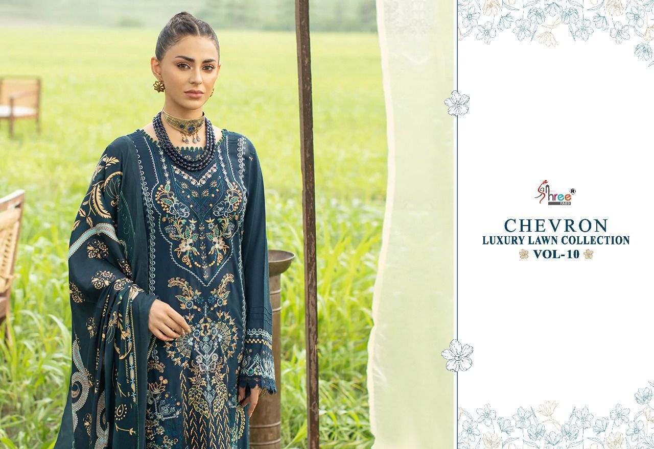 shree fabs chevron luxury lawn collection vol 10 cotton elegant print salwar suit with cotton dupatta catalog