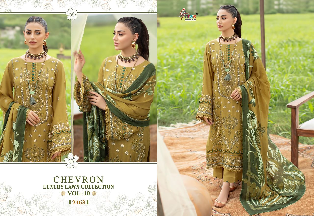 shree fabs chevron luxury lawn collection vol 10 cotton elegant print salwar suit with cotton dupatta catalog