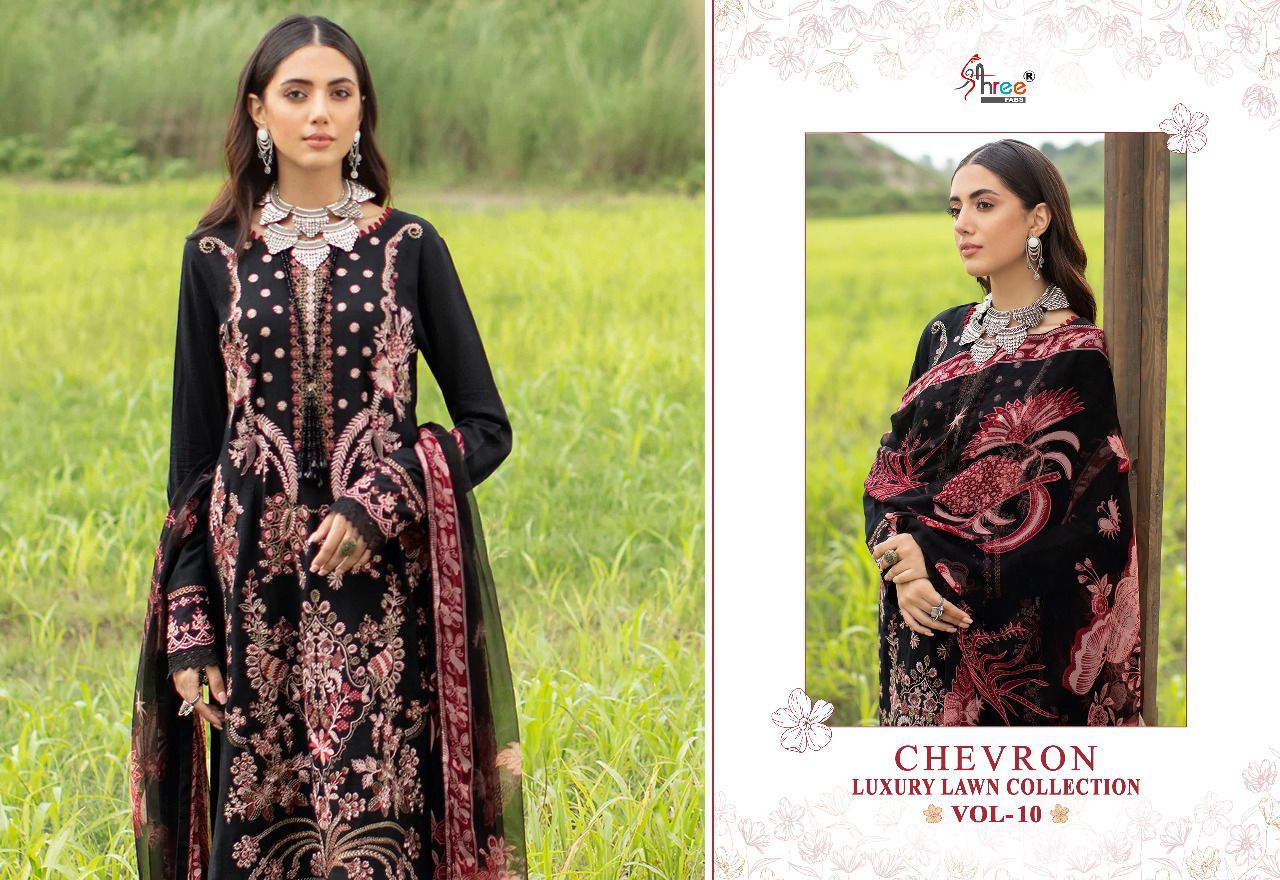 shree fabs chevron luxury lawn collection vol 10 cotton elegant print salwar suit with cotton dupatta catalog