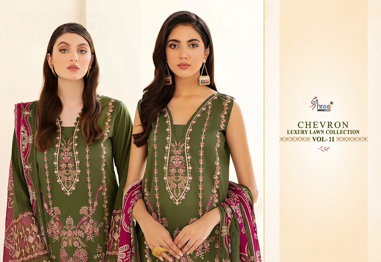 shree fabs chevron luxury lawn collection vol 11 cotton elegant print salwar suit with cotton dupatta catalog