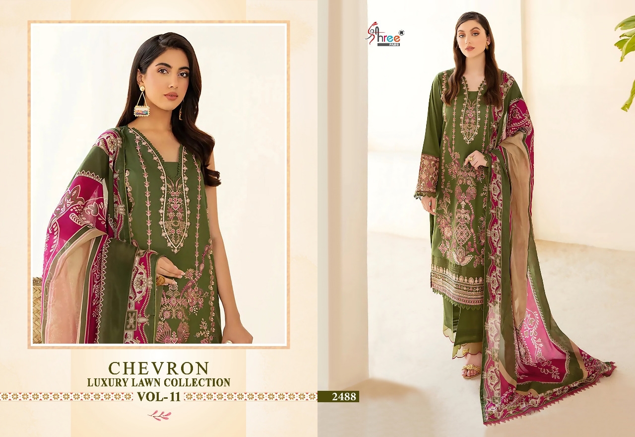 shree fabs chevron luxury lawn collection vol 11 cotton elegant print salwar suit with cotton dupatta catalog