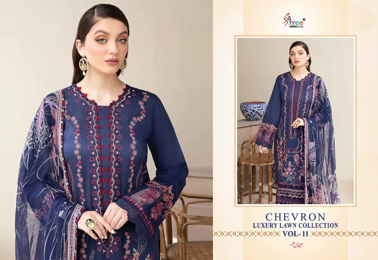 shree fabs chevron luxury lawn collection vol 11 cotton elegant print salwar suit with cotton dupatta catalog