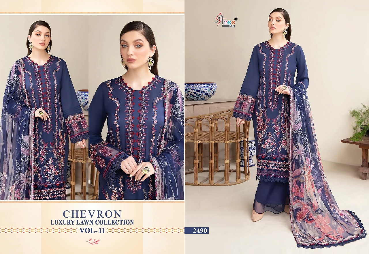 shree fabs chevron luxury lawn collection vol 11 cotton elegant print salwar suit with cotton dupatta catalog